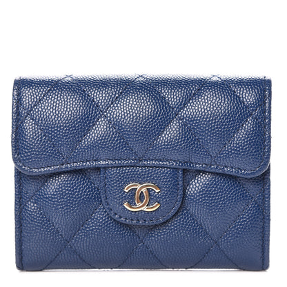 Chanel Caviar Quilted Flap Card Holder Navy 1 of 9
