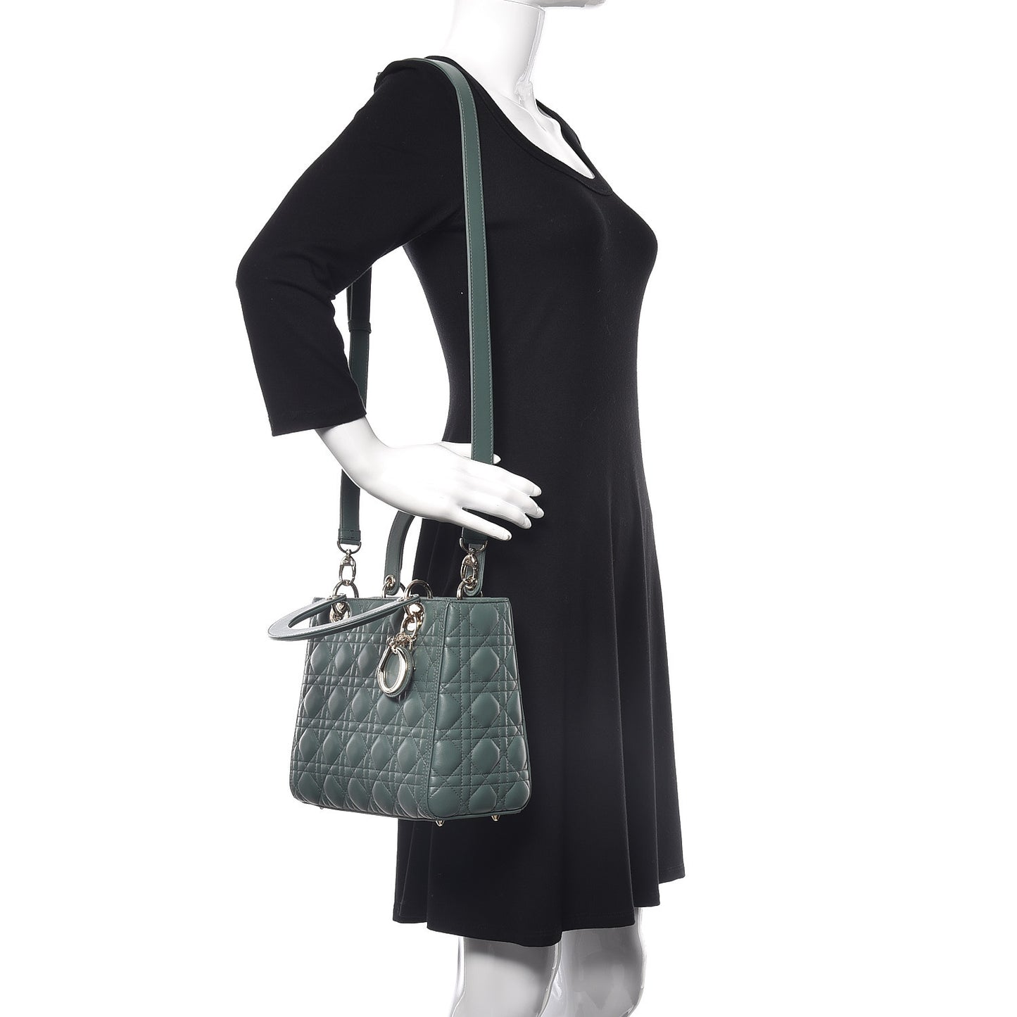 Lambskin Cannage Medium Lady Dior Storm Blue