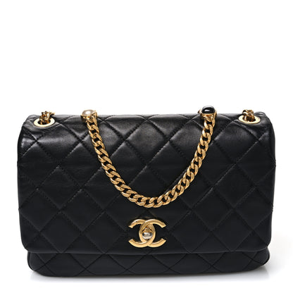 Chanel Lambskin Resin Pearl Quilted Flap Black 1 of 10