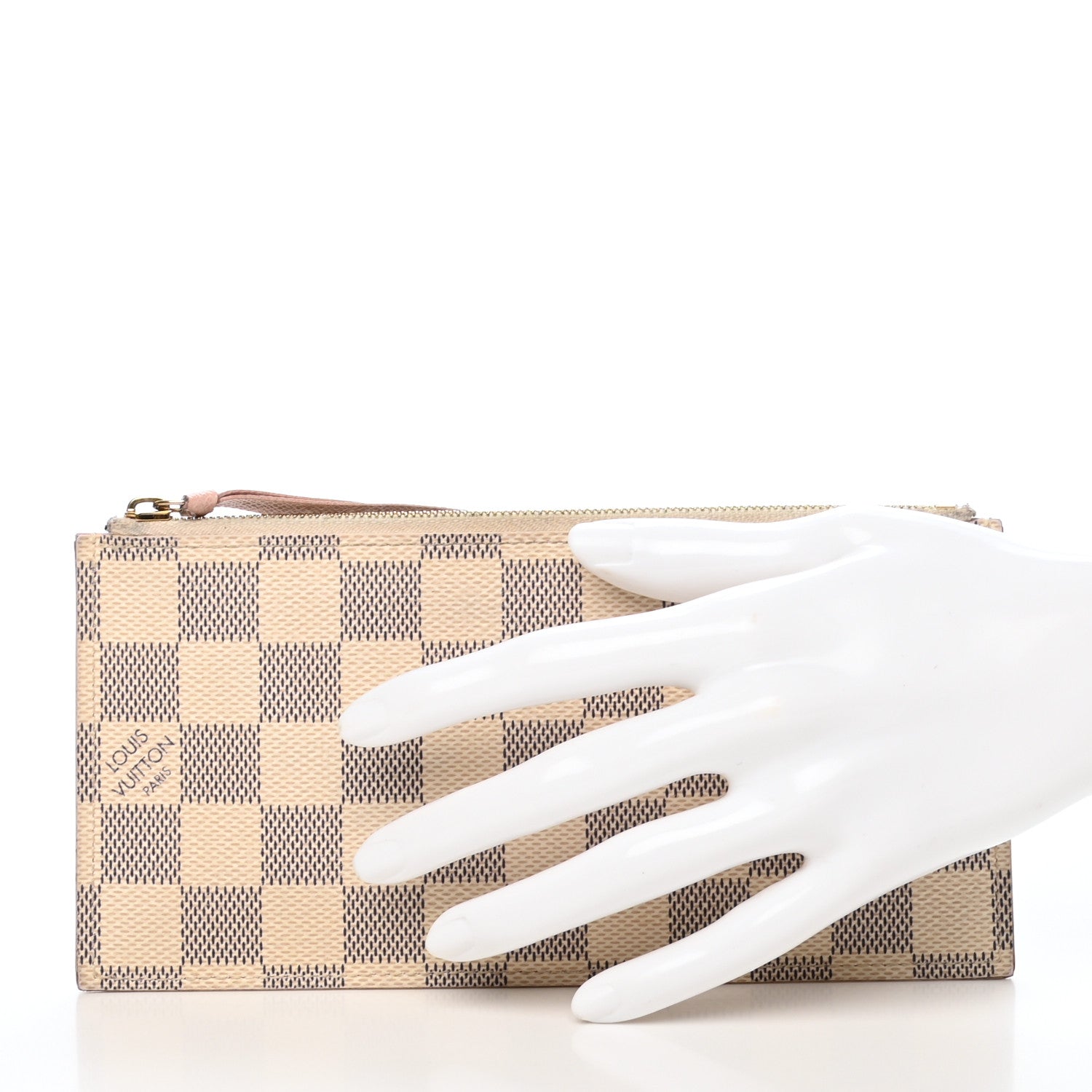 Louis Vuitton Damier Azur Felicie Chain Wallet Zippered Insert Rose Ballerine 2 of 9