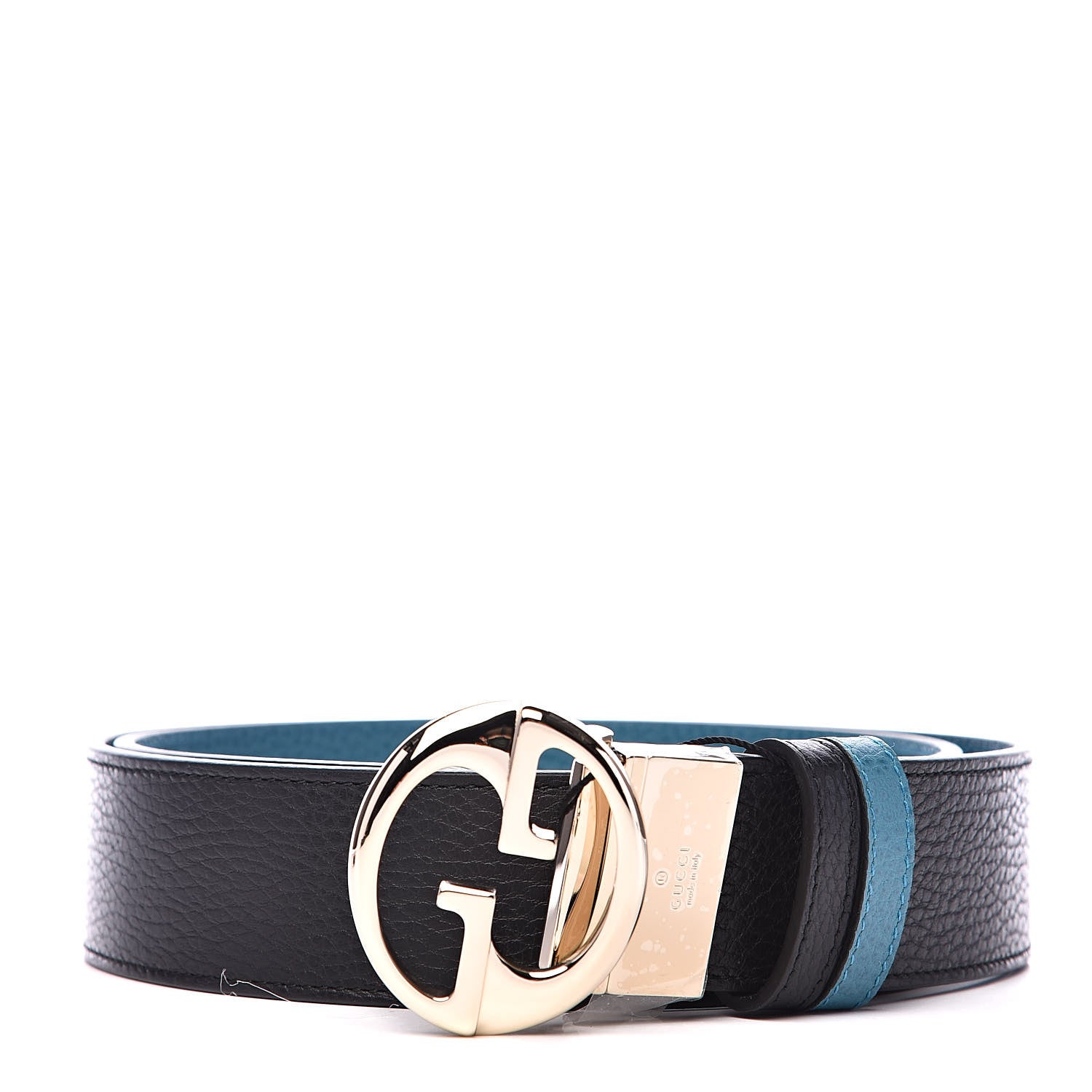 Gucci Dollar Calfskin 1973 Reversible Belt 95 38 Black Deep Cobalt 1 of 6