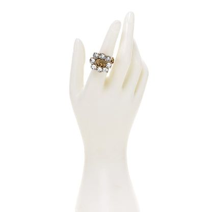 Gucci Metal Crystal Marmont Ring M Aged Gold 2 of 5