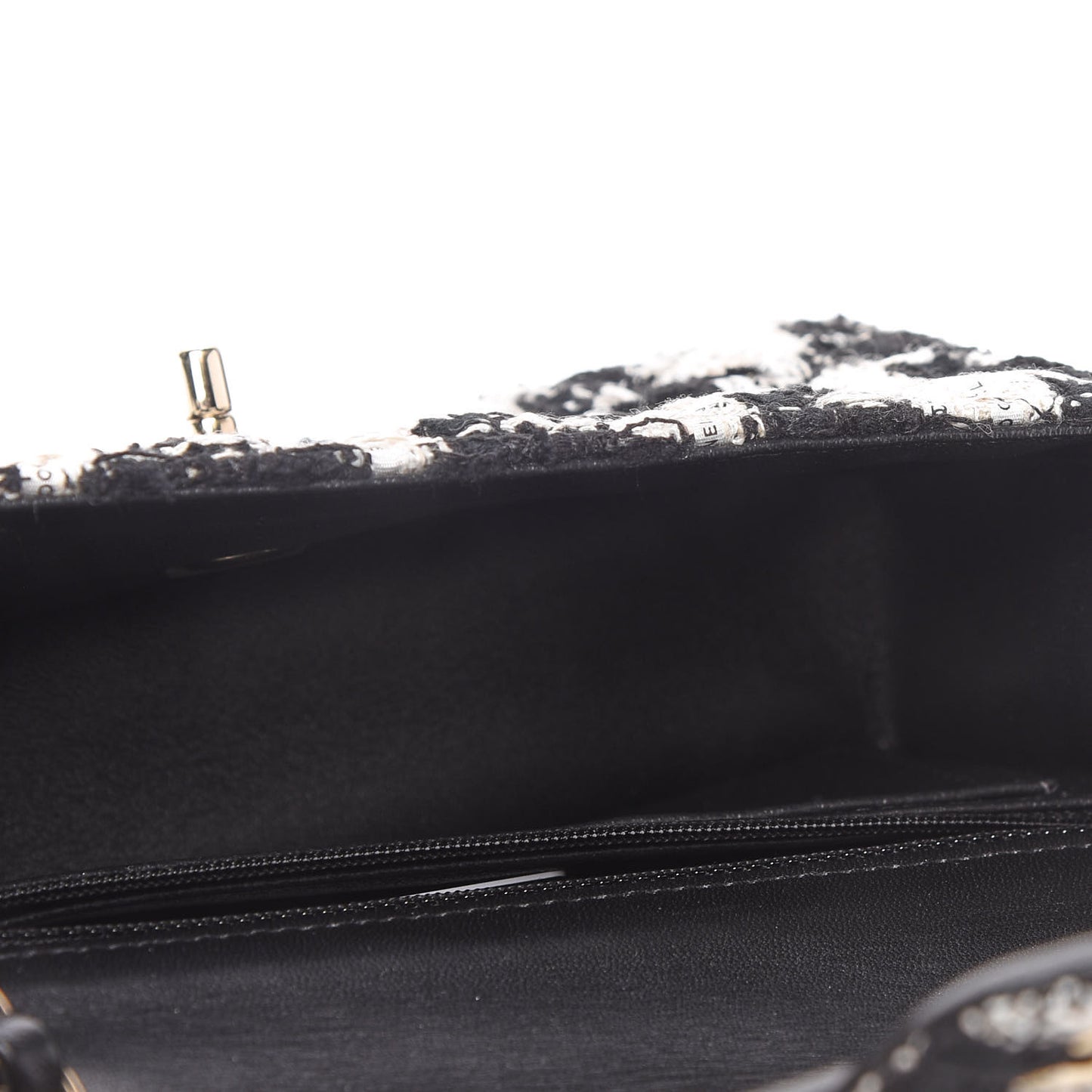 Tweed Quilted Mini Rectangular Flap Black Ecru White
