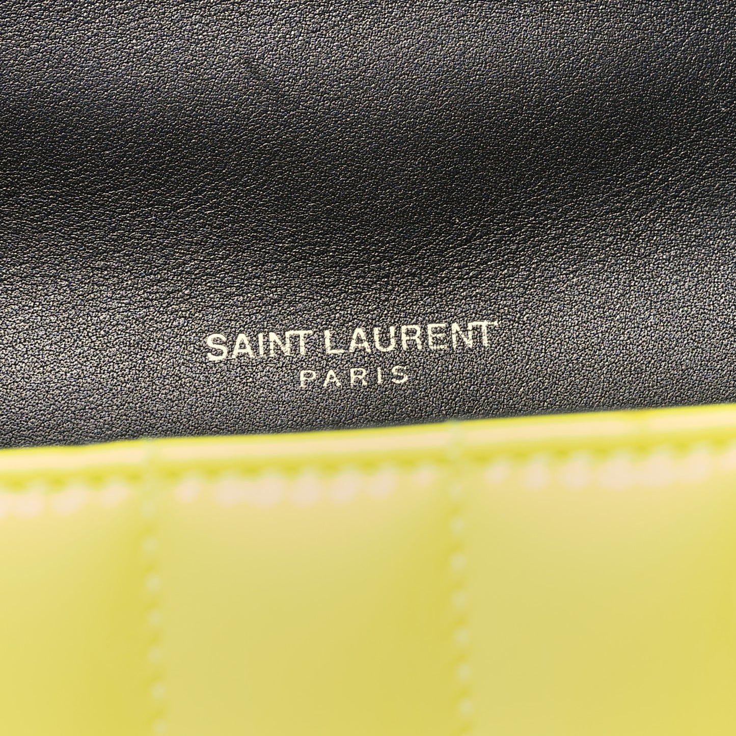 Patent Matelasse Monogram Small Vicky Chain Bag Neon Yellow