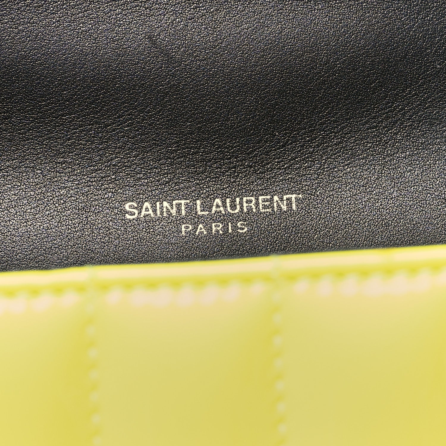 Saint Laurent Patent Matelasse Monogram Small Vicky Chain Bag Neon Yellow 6 of 12