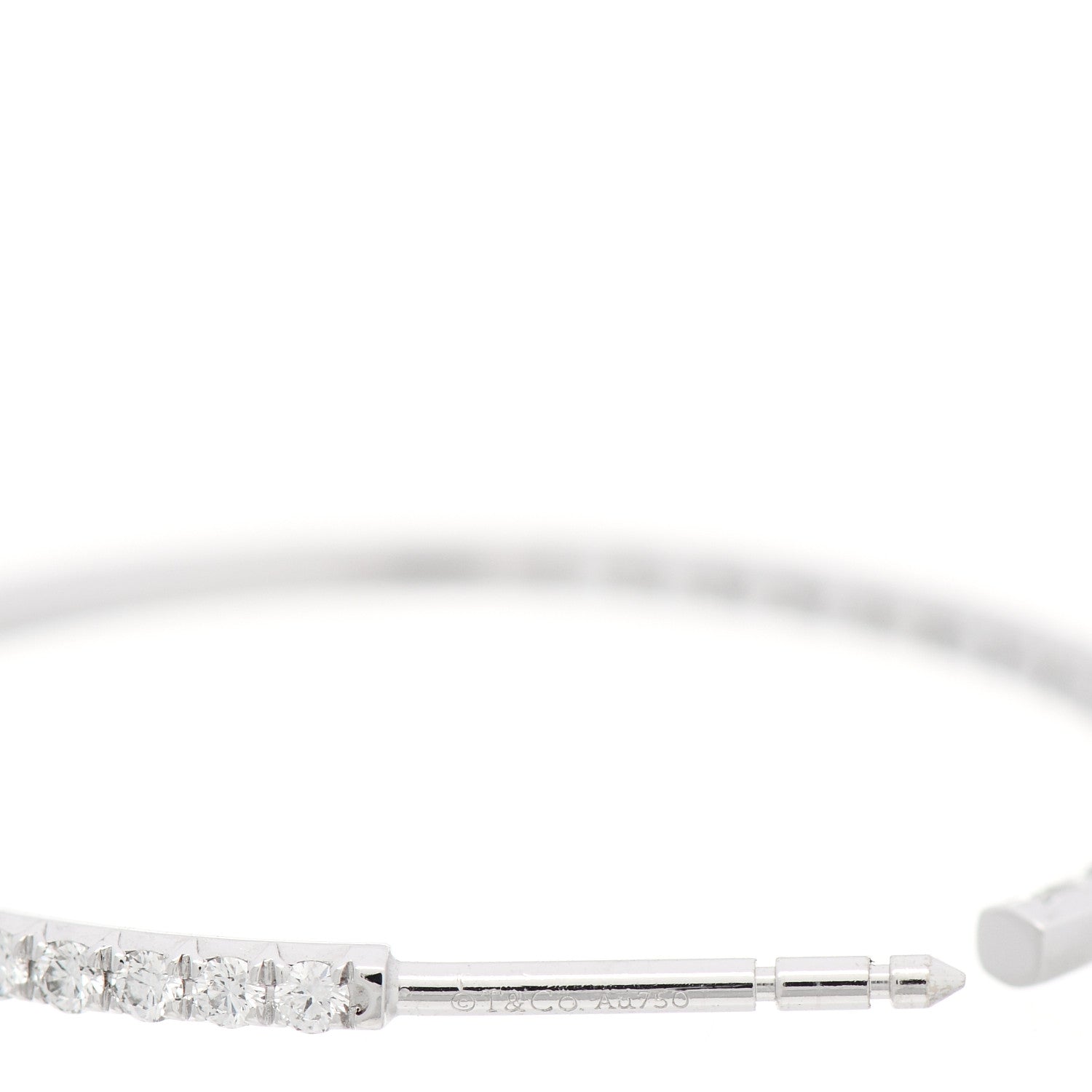 Tiffany 18K White Gold Diamond Large Metro Hoop Earrings 5 of 6