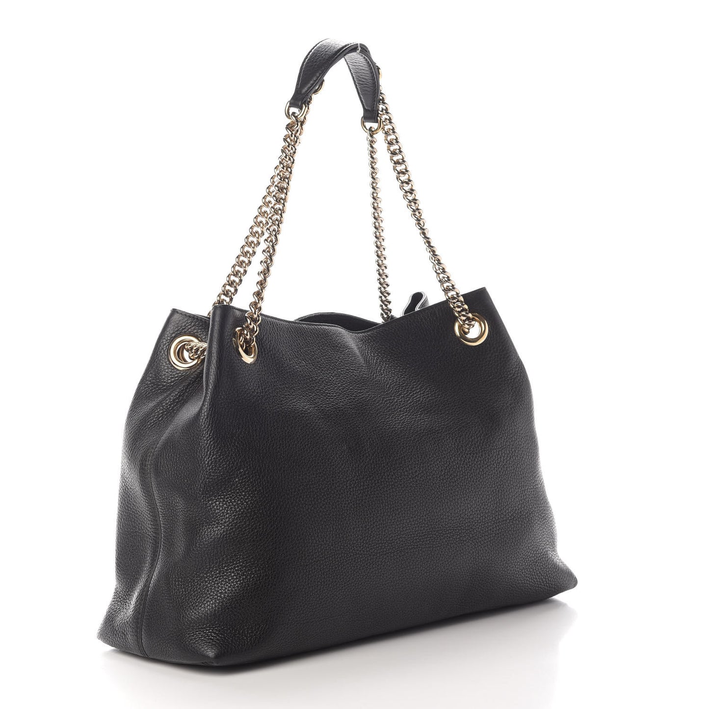 Pebbled Calfskin Medium Soho Chain Shoulder Bag Black