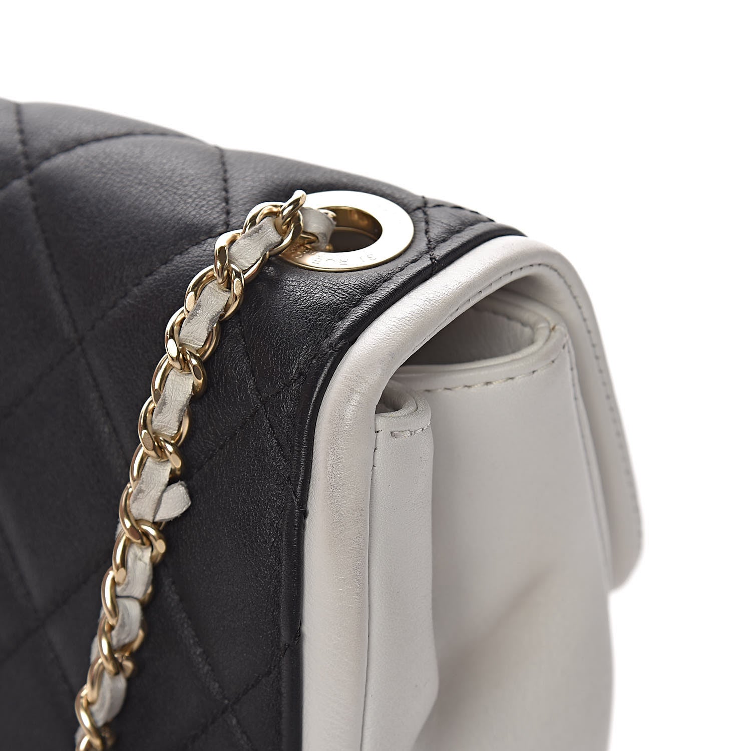 Chanel Lambskin Quilted Graphic Mini Flap Bag Black White 10 of 17