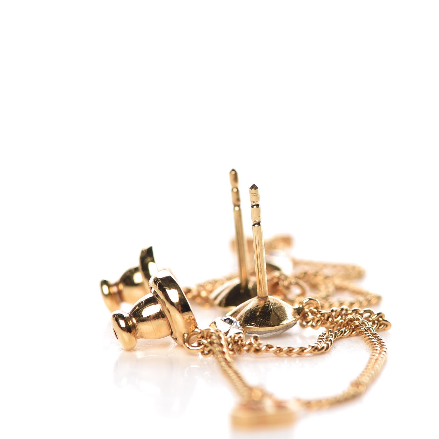 Christian Dior Crystal Heart Dangle Chain Earrings Gold 3 of 5