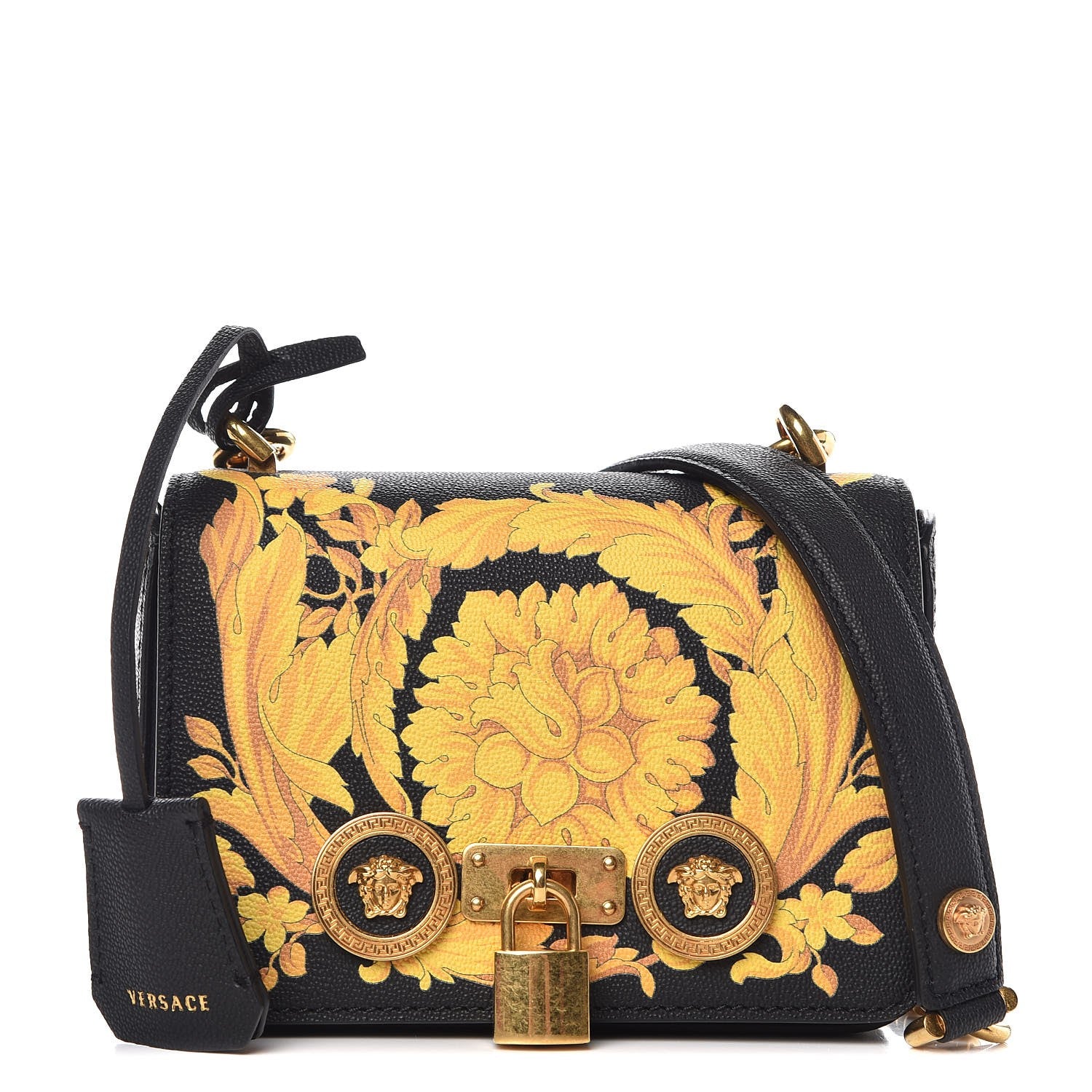 Versace Calfskin Barocco Printed Icon Small Shoulder Bag Black 1 of 8