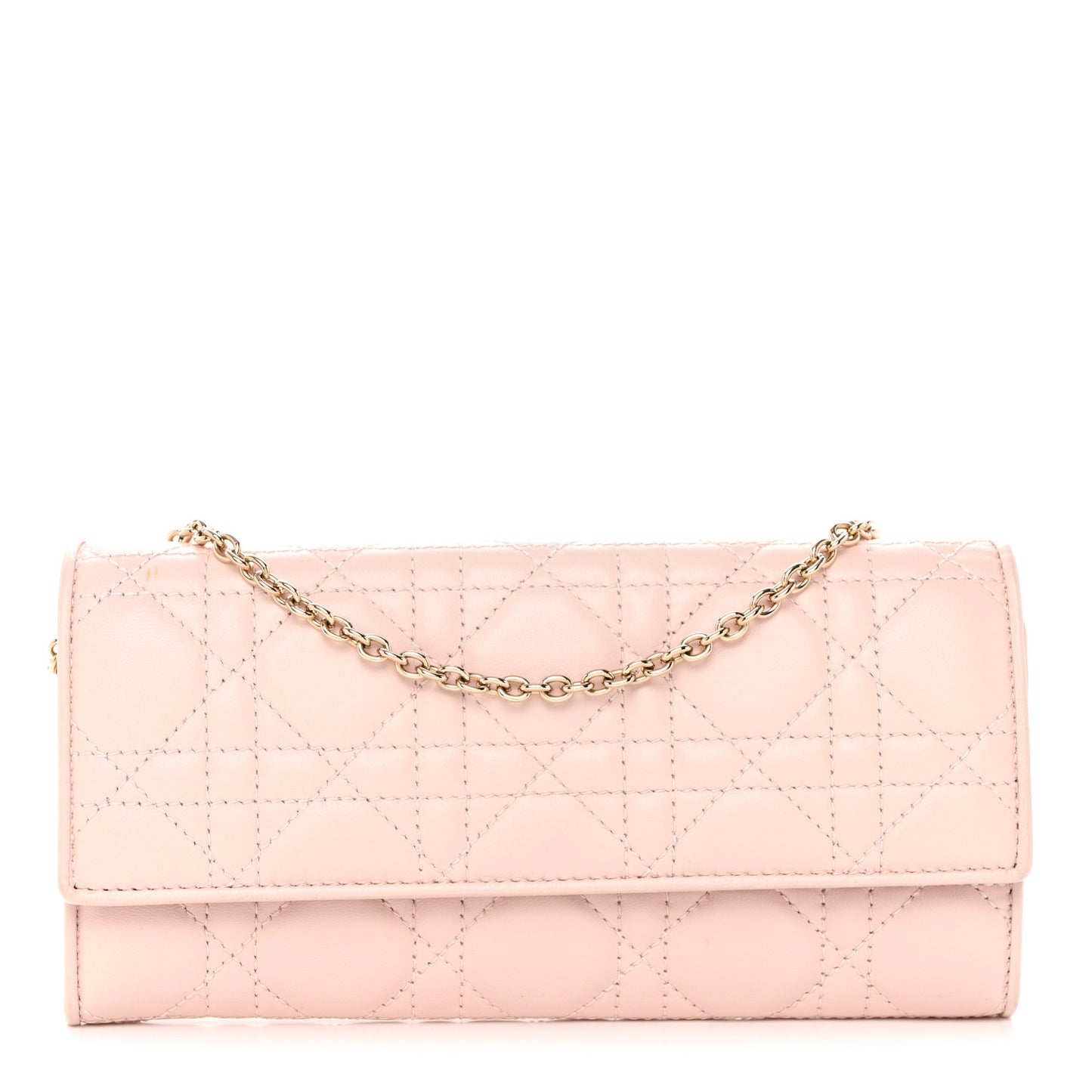Lambskin Cannage Lady Dior Rendezvous Wallet On Chain Light Pink