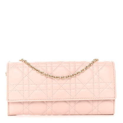 Christian Dior Lambskin Cannage Lady Dior Rendezvous Wallet On Chain Light Pink 1 of 14