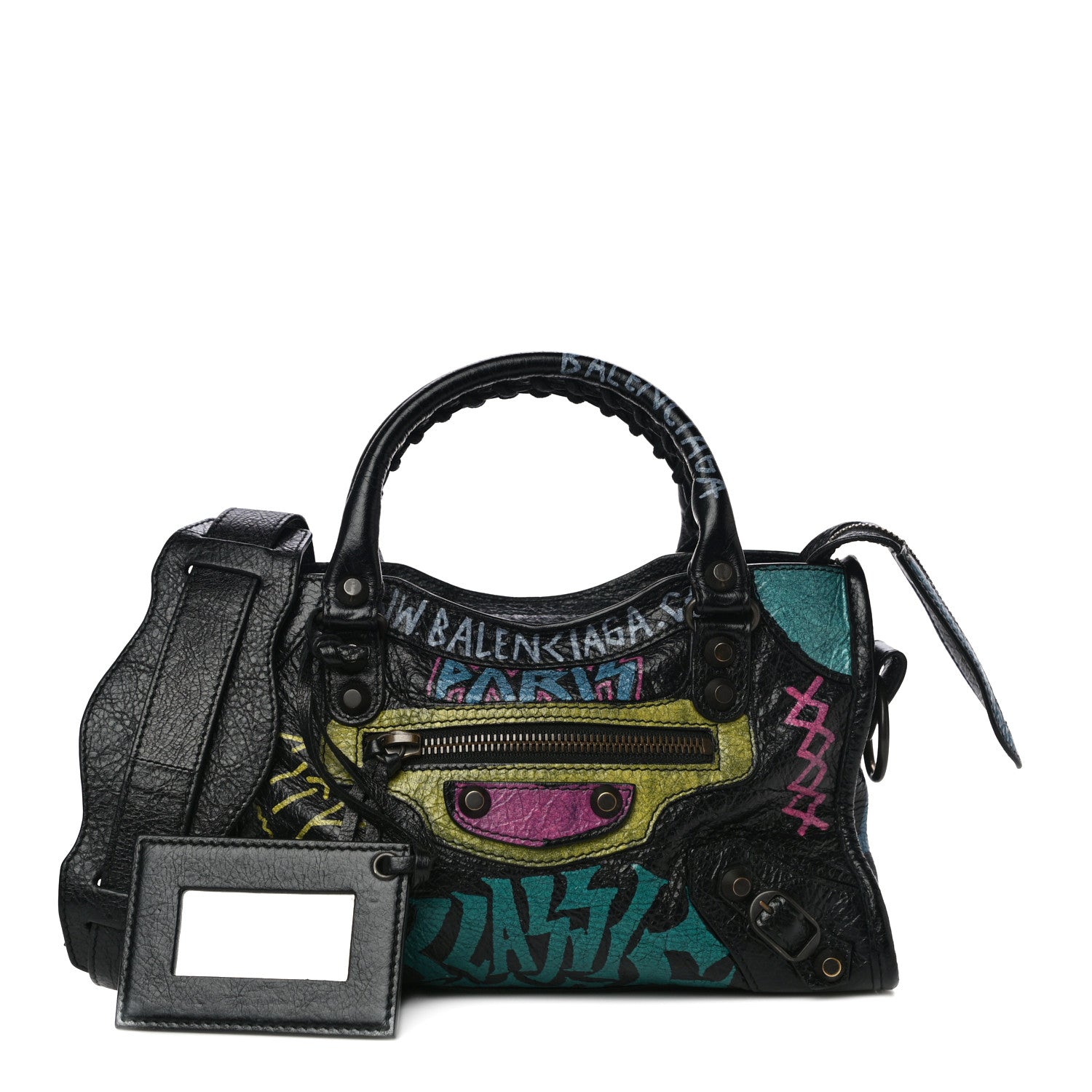Balenciaga Agneau Arena Graffiti All Over Classic Hardware Mini City Black Multicolor 1 of 14