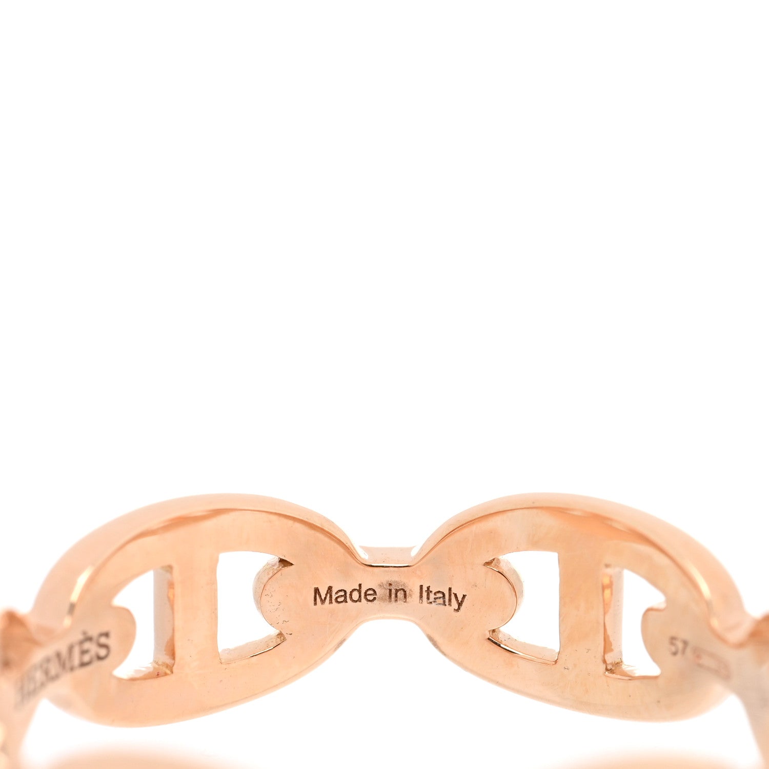 Hermes 18K Rose Gold PM Chaine d'Ancre Enchainee Ring 57 8 5 of 6