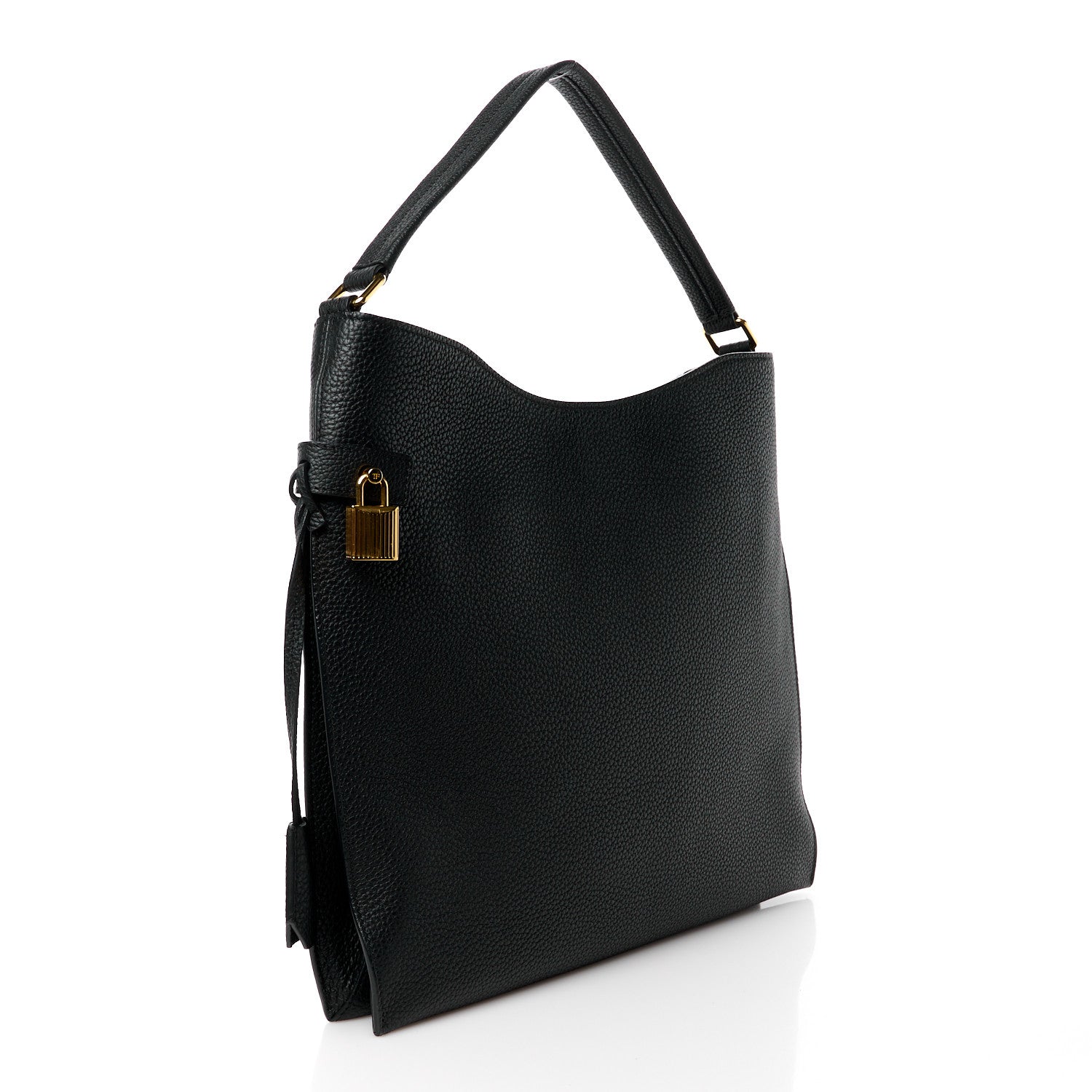 Tom Ford Pebbled Calfskin Small Alix Padlock Zip Hobo Bag Black 4 of 13