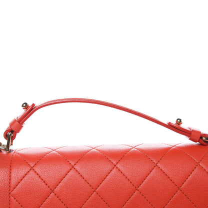 Chanel Grained Calfskin Quilted Medium Label Click Flap Bag Red 8 of 13