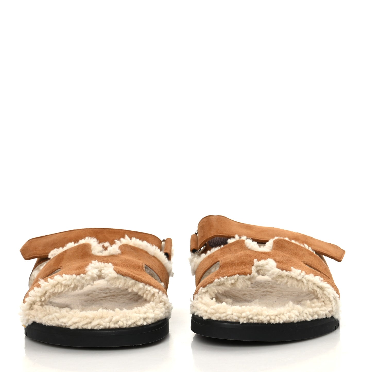 Suede Goatskin Woolskin Womens Chypre Sandals 38 Naturel Ecru