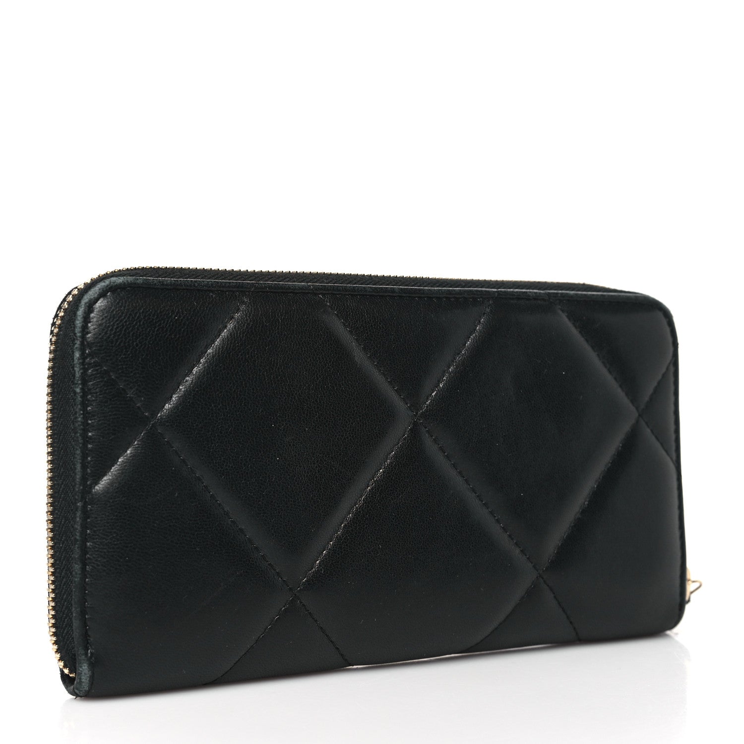 Chanel Lambskin Quilted 19 Long Zipped Around Wallet Black 3 of 10