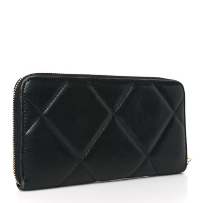 Chanel Lambskin Quilted 19 Long Zipped Around Wallet Black 3 of 10
