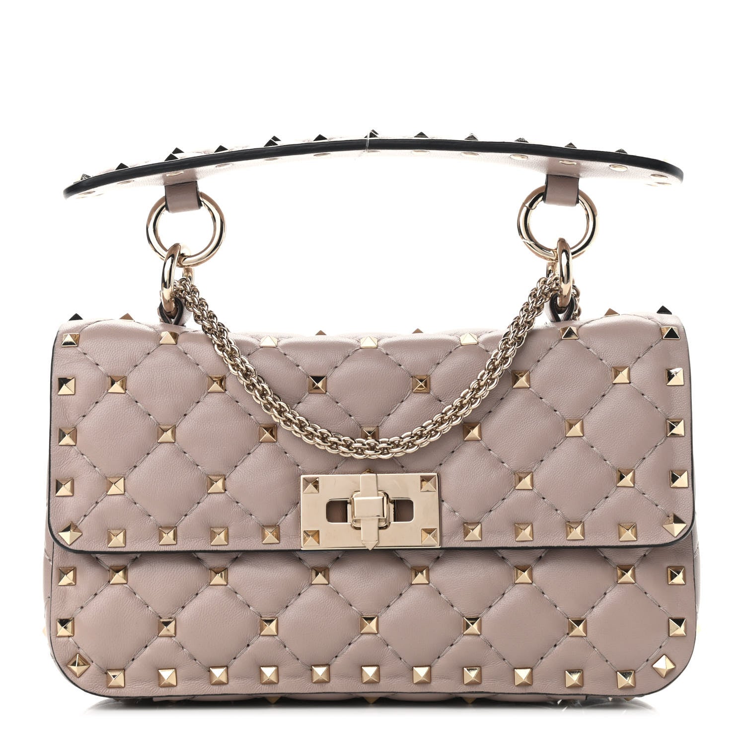 Valentino Garavani Nappa Small Rockstud Spike Shoulder Bag Poudre 1 of 10