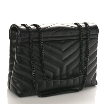 Saint Laurent Calfskin Y Quilted Monogram Monochrome Medium Loulou Chain Satchel Black 3 of 8
