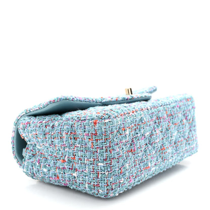 Chanel Tweed Quilted Mini Rectangular Flap Turquoise Purple White Red 4 of 12