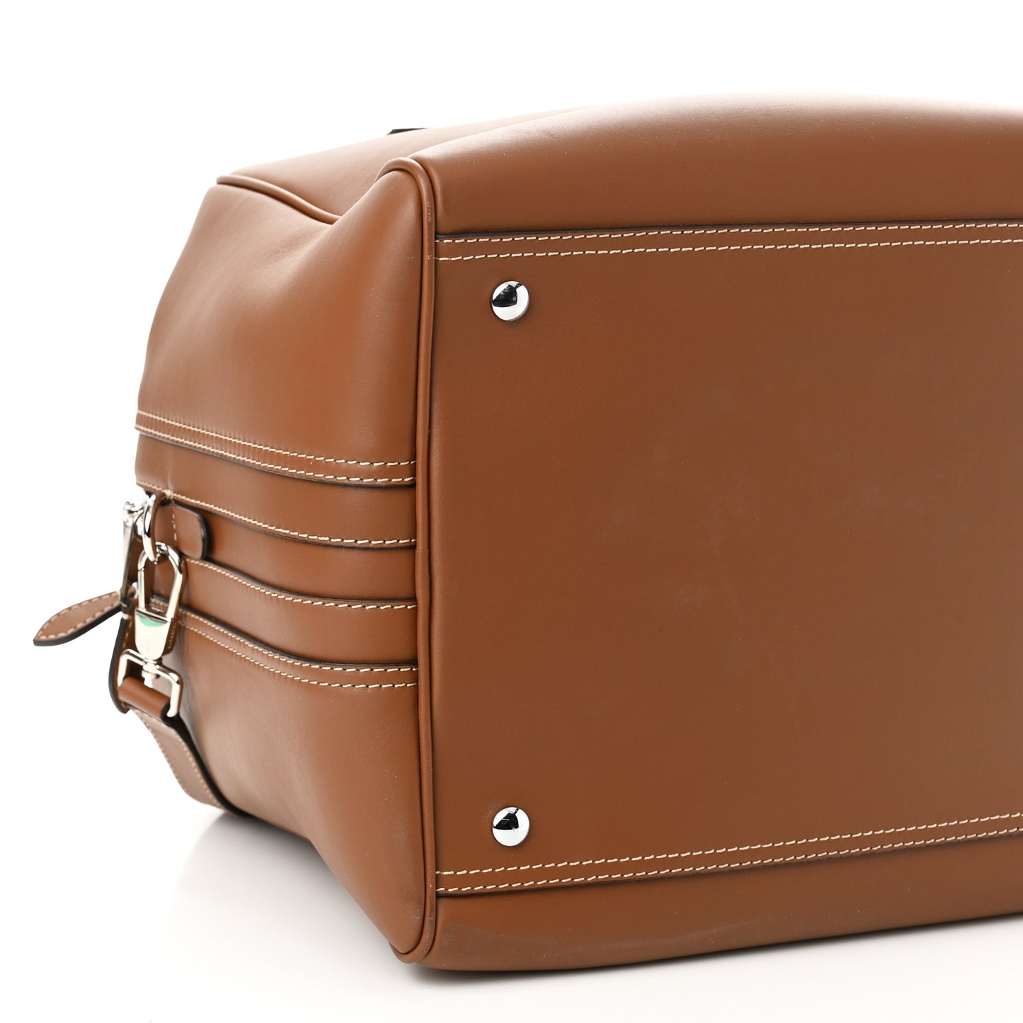 Smooth Calfskin Medium Cube Bowling Bag Malt Brown