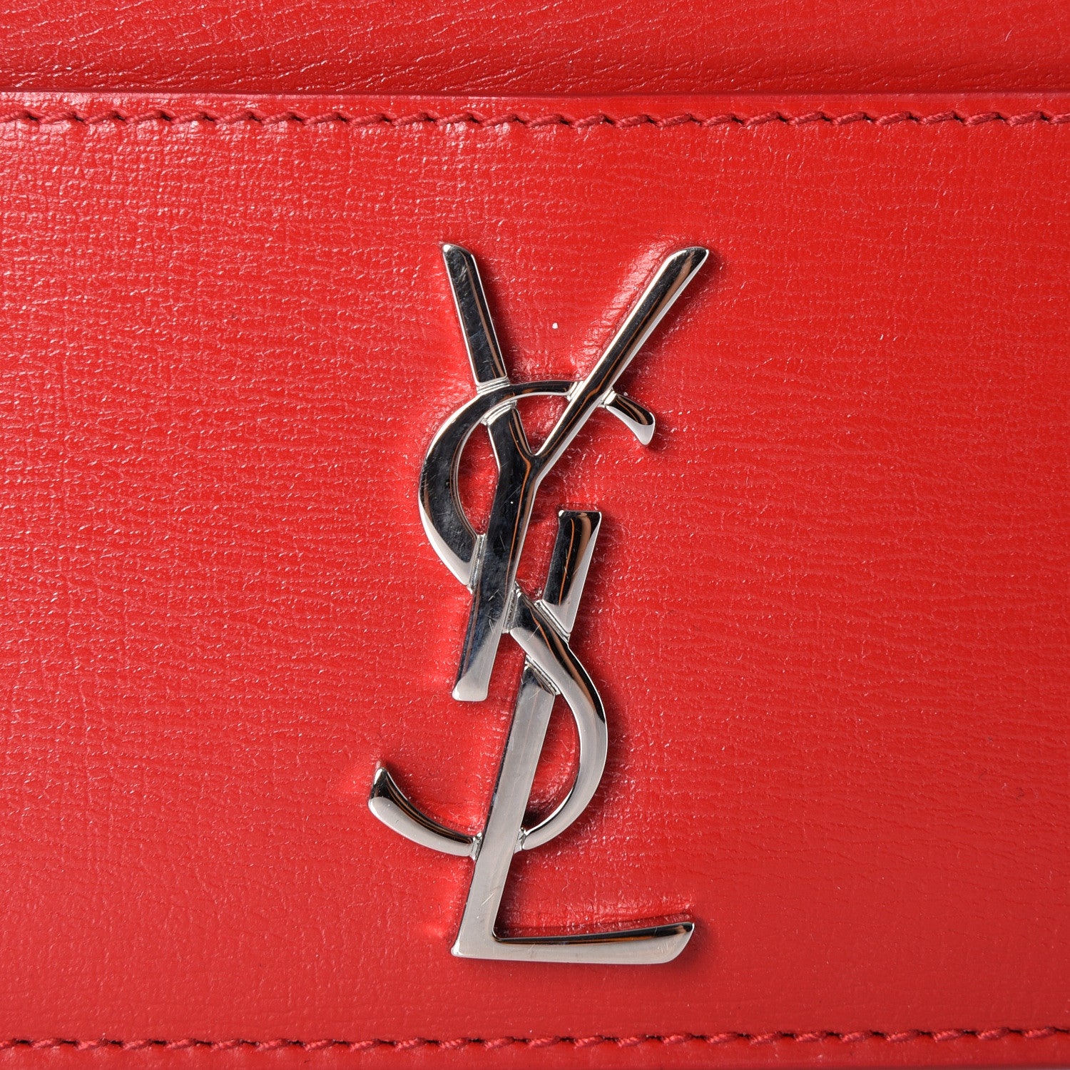 Saint Laurent Calfskin Monogram Credit Card Case Red 8 of 9