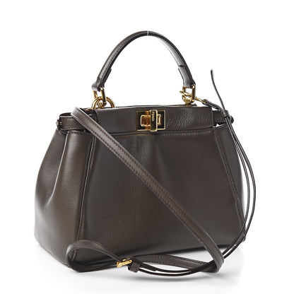 Fendi Nappa Mini Peekaboo Iconic Satchel Carbone 3 of 15