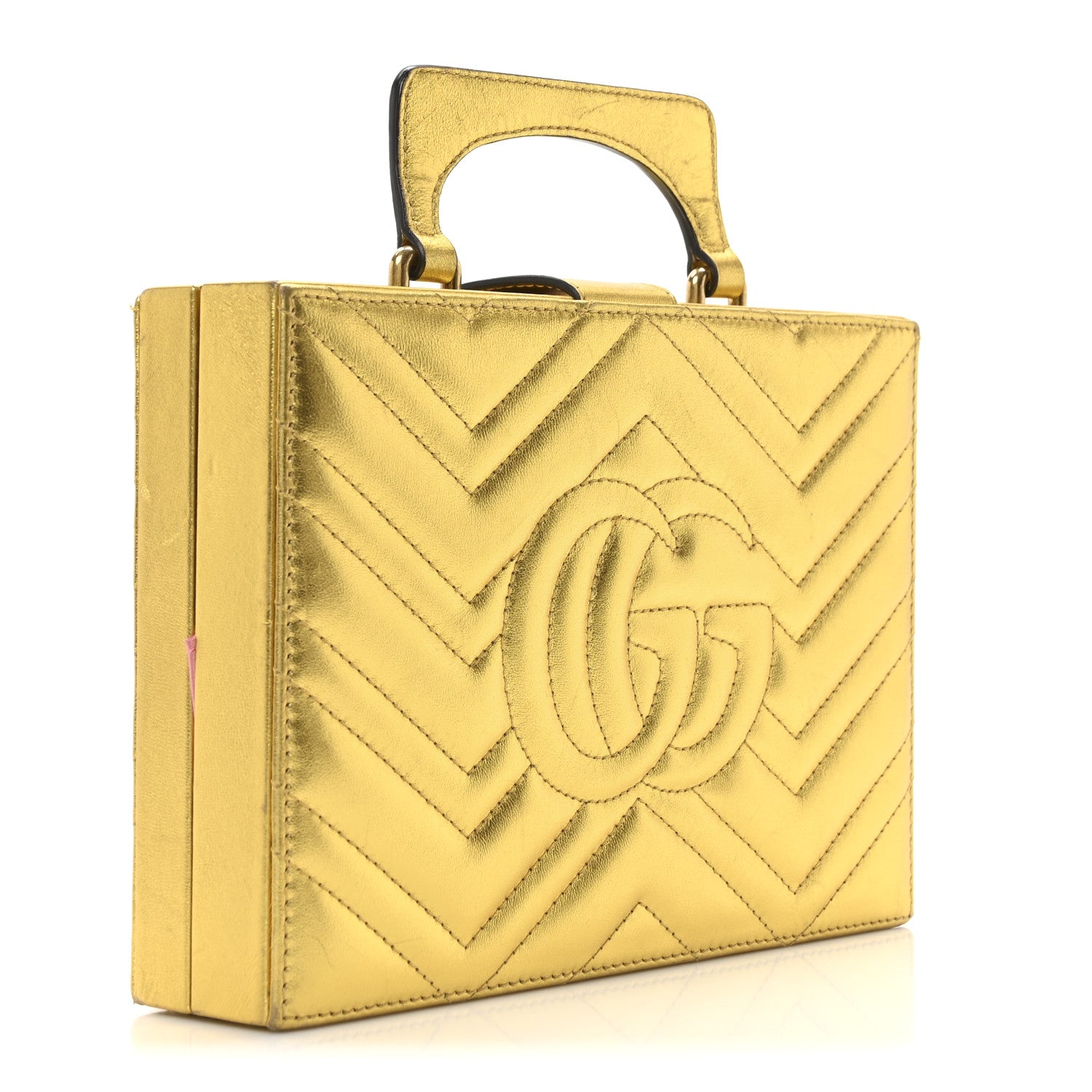 Gucci Metallic Nappa Matelasse Broadway Top Handle Bag Gold 3 of 10