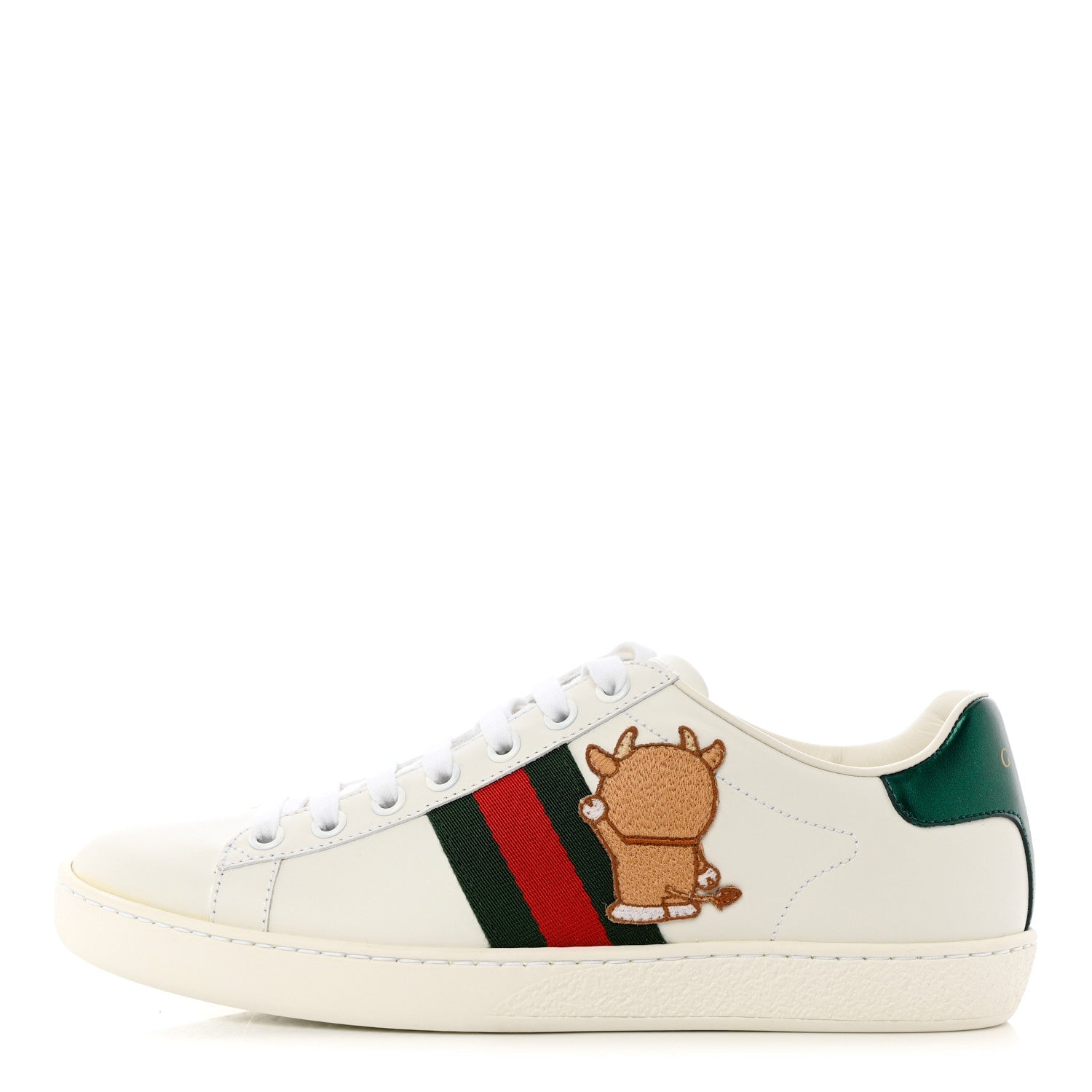 Gucci X DORAEMON Calfskin Fujiko Embroidered Womens Ace Sneakers 37 White Green 1 of 9