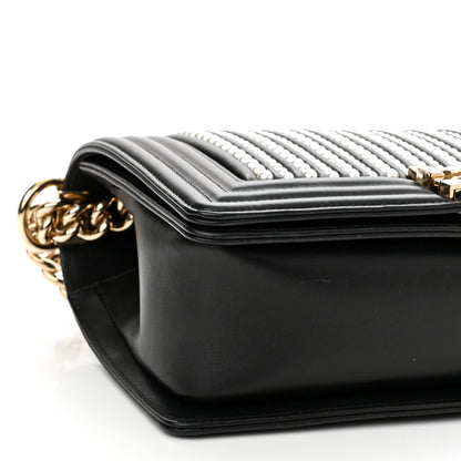 Chanel Calfskin Pearl Medium Chanel Pearls Boy Flap Black 8 of 9