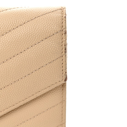 Saint Laurent Grain De Poudre Matelasse Chevron Monogram Chain Wallet Deep Beige 16 of 20