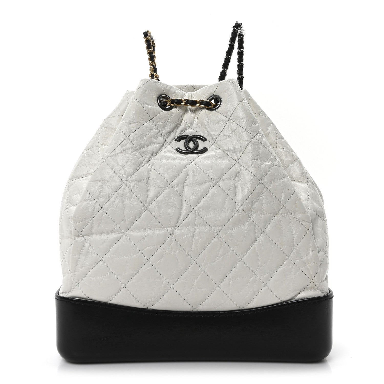 Chanel Aged Calfskin Quilted Gabrielle Backpack Black White 1 of 10