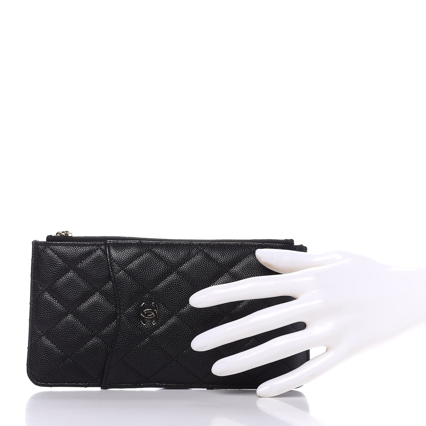 Caviar Quilted Classic Flat Wallet Pouch Black