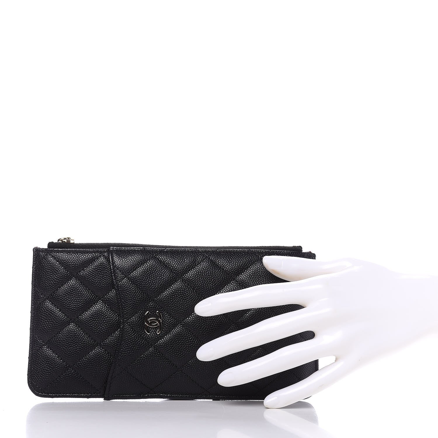 Chanel Caviar Quilted Classic Flat Wallet Pouch Black 2 of 11