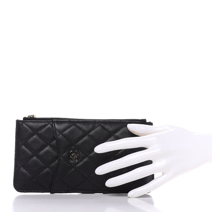 Chanel Caviar Quilted Classic Flat Wallet Pouch Black 2 of 11