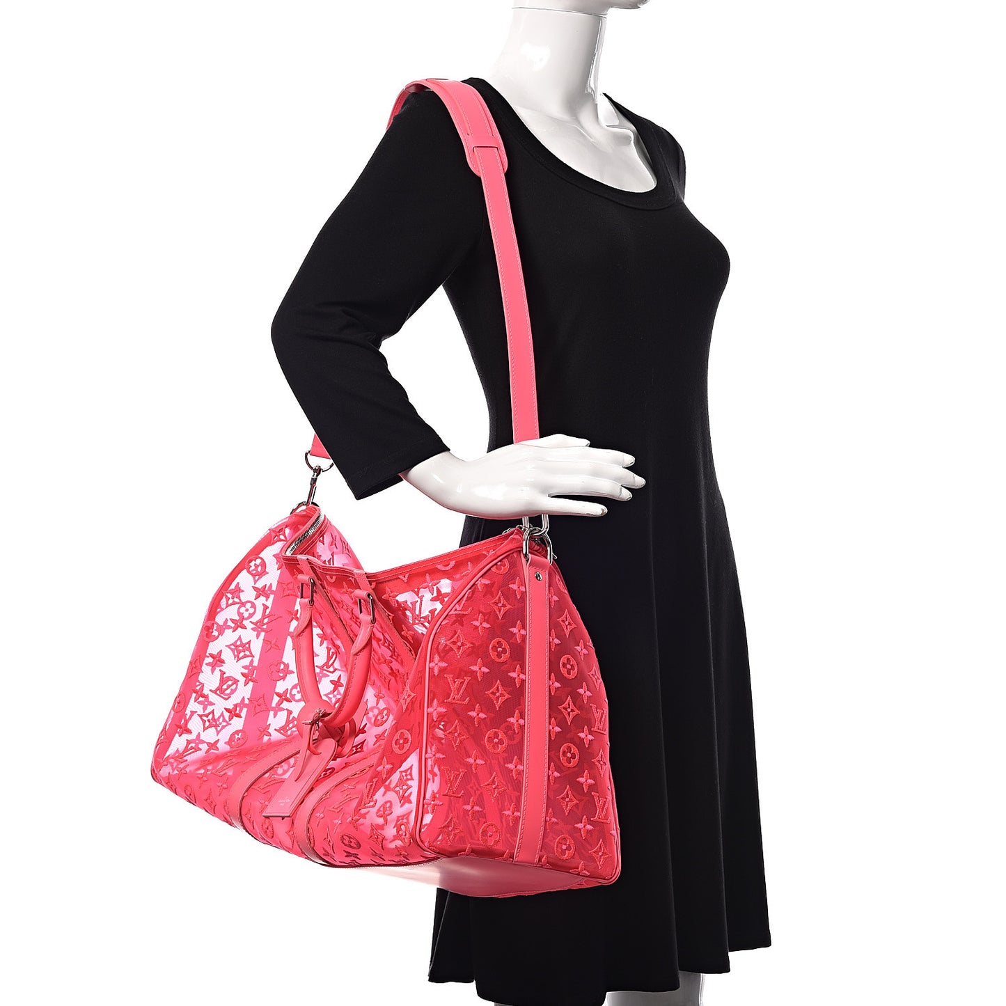 Monogram Fluo See Through Keepall Bandouliere 50 Rose