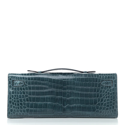 Hermes Shiny Porosus Crocodile Kelly Cut Pochette Colvert 4 of 23