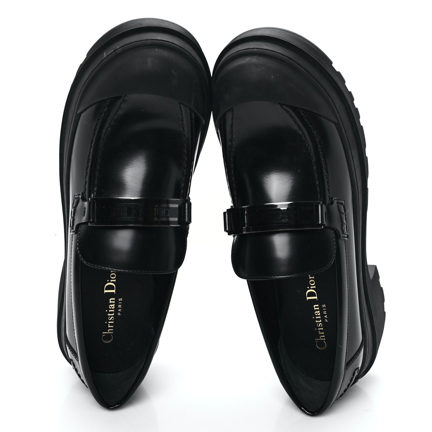 Brushed Calfskin Dior Code Lug Sole Platform 35mm Loafers 41 Black
