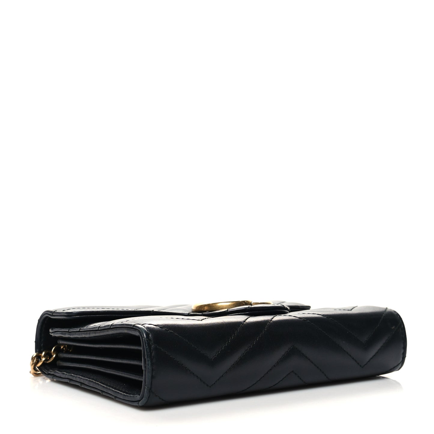 Calfskin Matelasse GG Marmont Chain Wallet Black