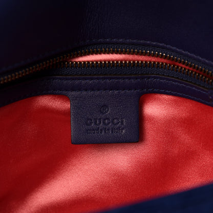 Gucci Velvet Matelasse Deer Embroidered Small GG Marmont Shoulder Bag Cobalt 9 of 11