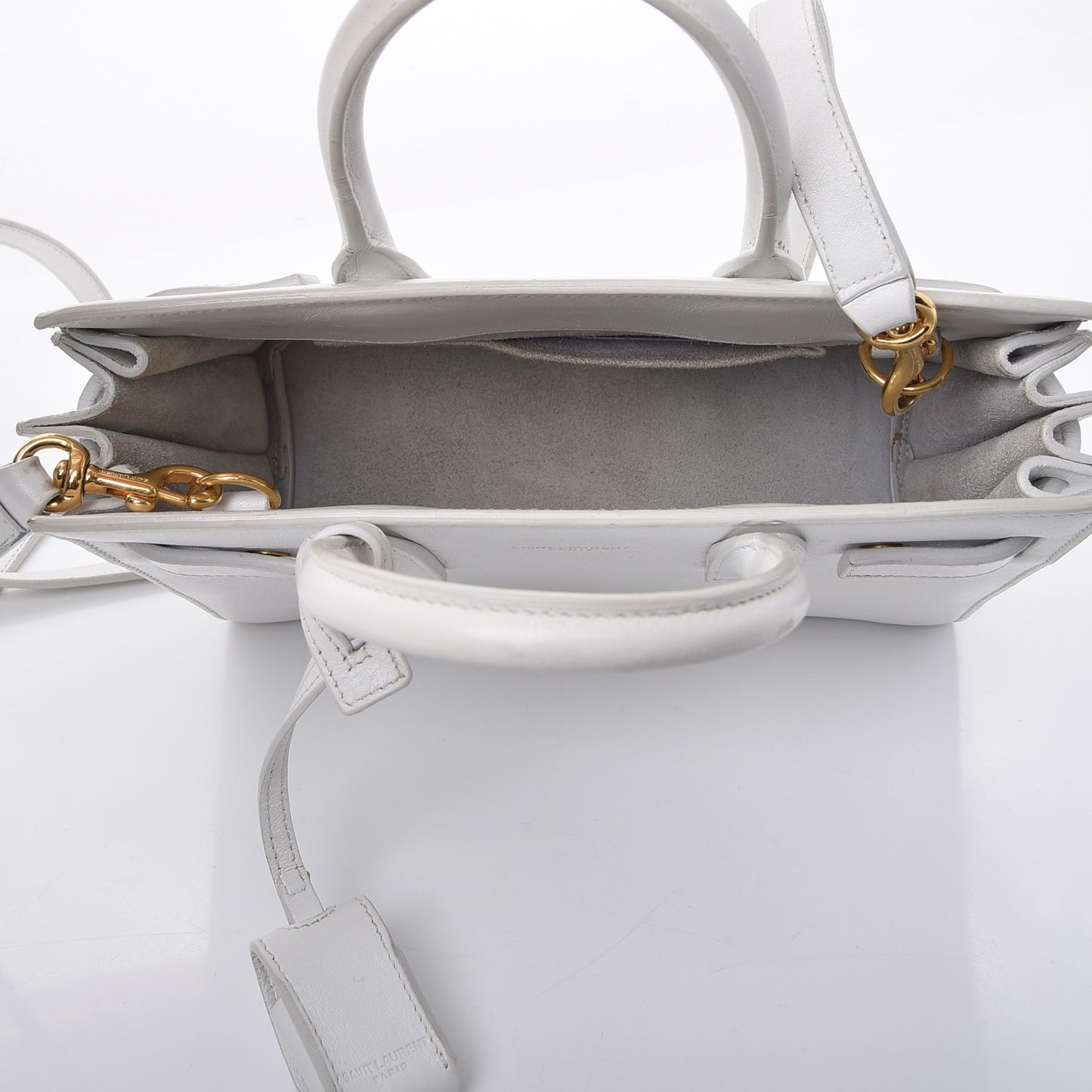 Calfskin Nano Sac de Jour Dove White