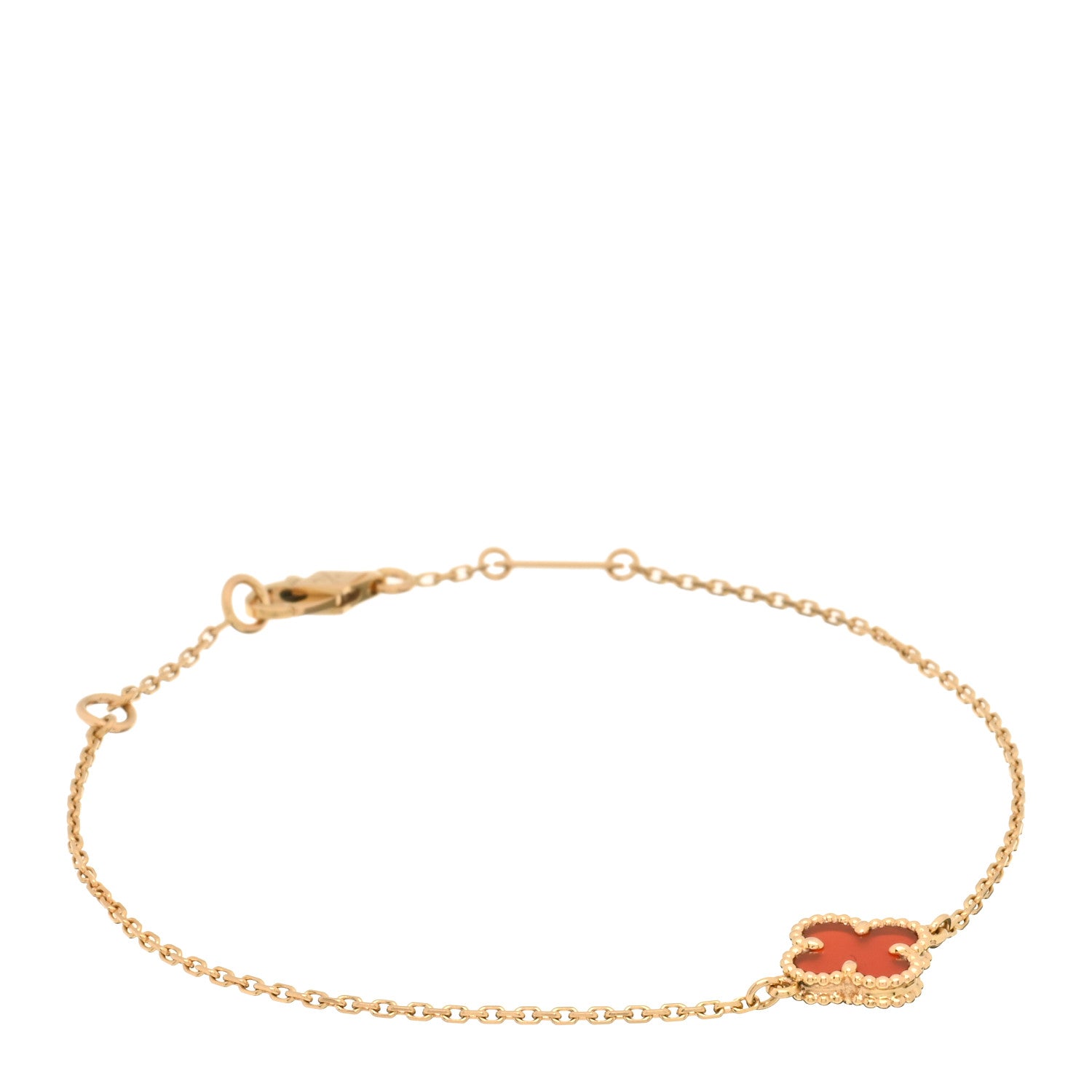 Van Cleef & Arpels 18K Rose Gold Carnelian Sweet Alhambra Bracelet 1 of 3