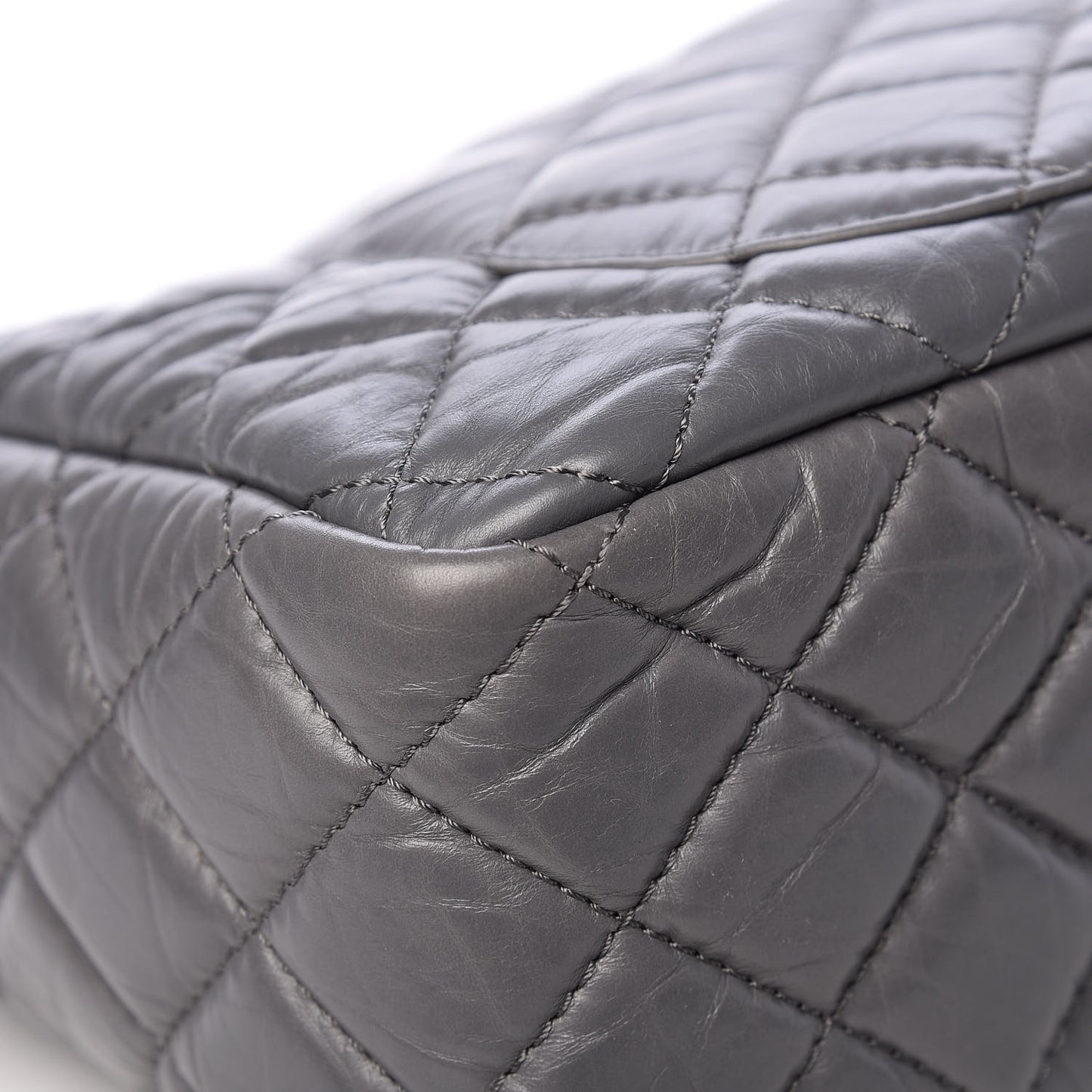 Aged Calfskin Quilted Large Reissue Camera Case Grey