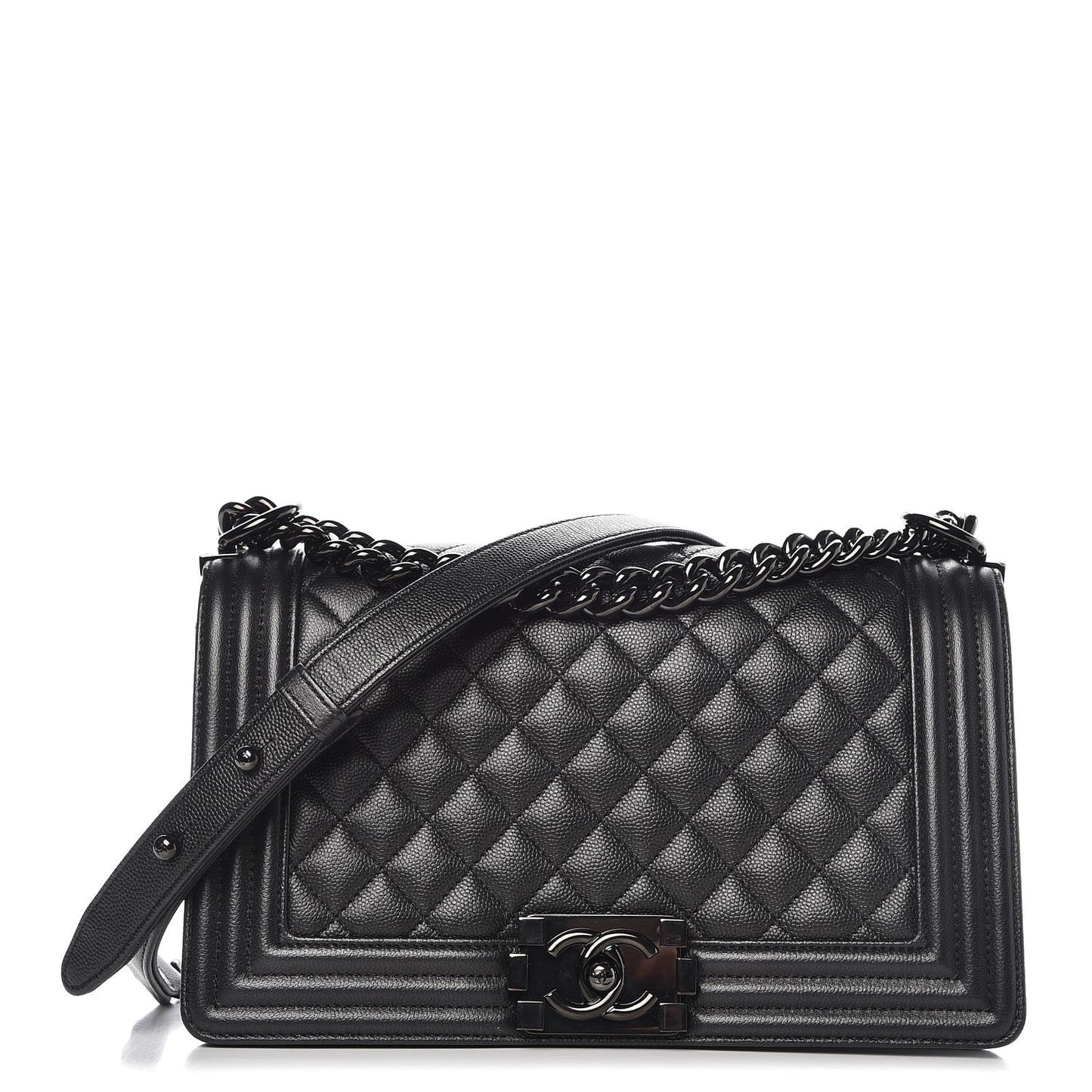 Caviar Quilted Medium Boy Flap So Black