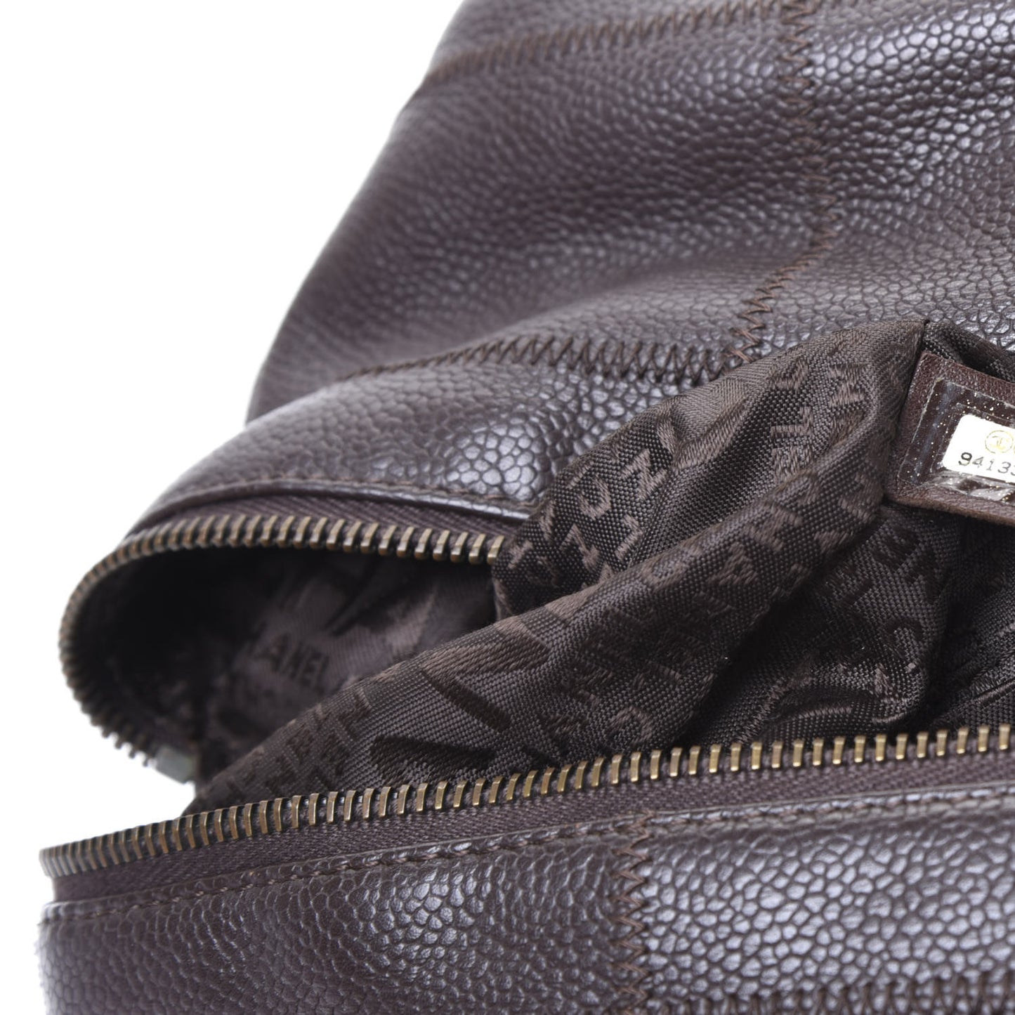 Caviar Square Stitched Bowler Dark Brown