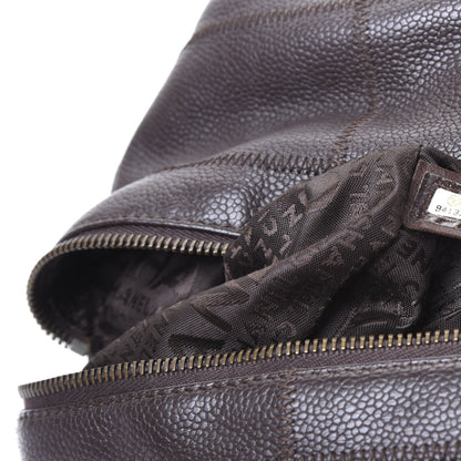 Chanel Caviar Square Stitched Bowler Dark Brown 10 of 11