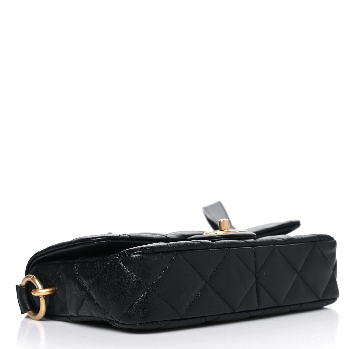 Lambskin Quilted CC Flap Shoulder Bag Black