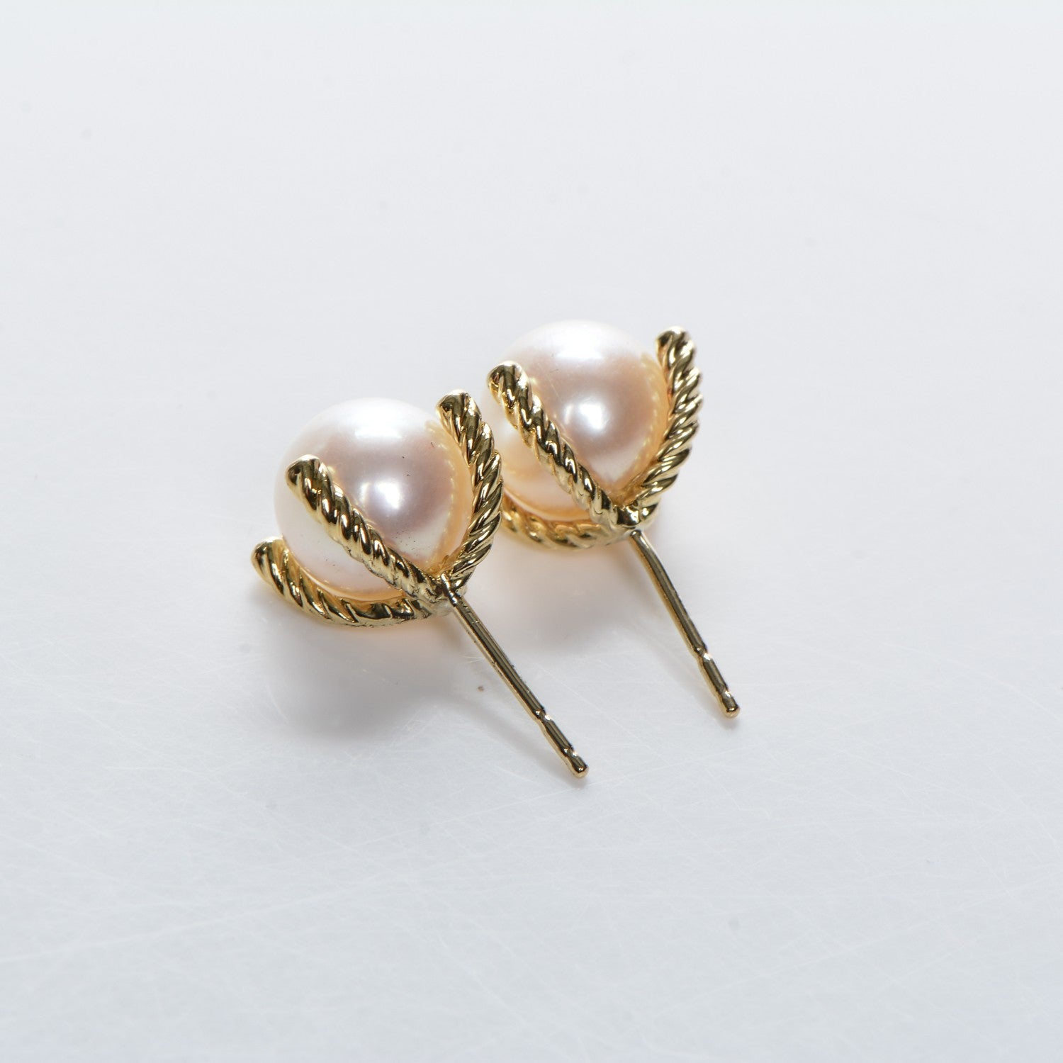 David Yurman 18K Yellow Gold Diamond 14mm Pearl Earrings 3 of 5